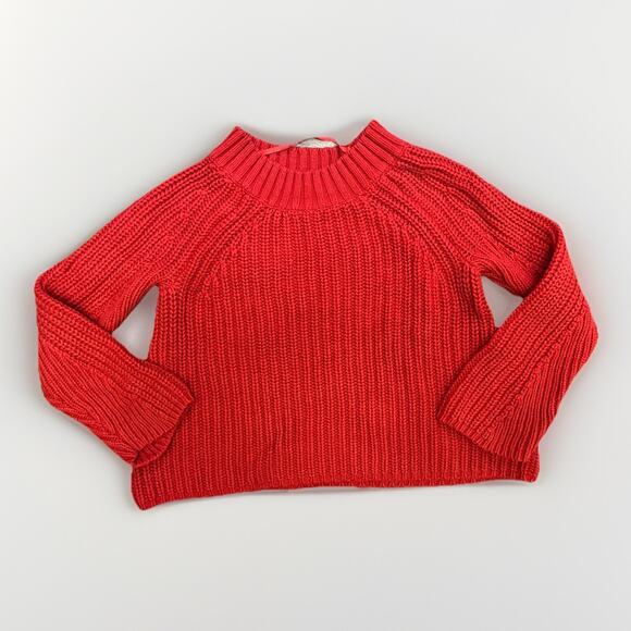 Cupio Women’s Medium Red Chunky Knit Sweater Crew Neck Cozy Warm Pullover - Picture 1 of 6